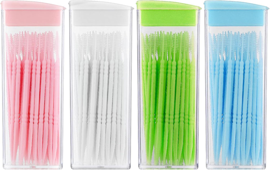 WLLHYF 200Pcs Double Head 50pcs/Box Plastic Toothpick Double-Head Dental Toothpicks Dental Floss Interdental Toothpick Brush Teeth Stick