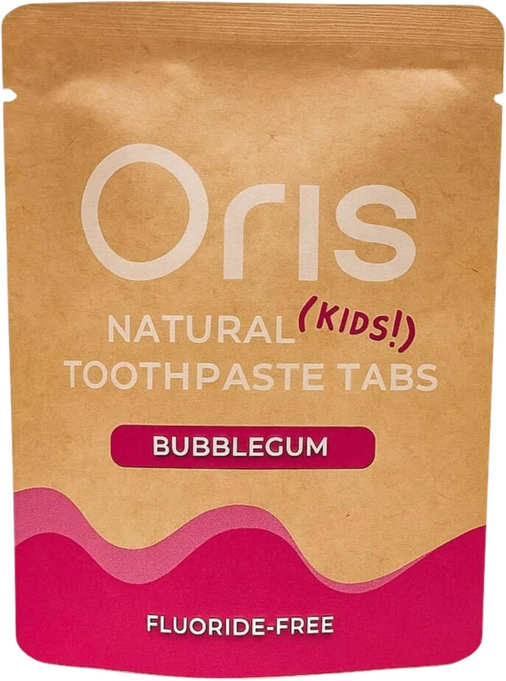 Oris Kids Toothpaste Tablets - Junior Fluoride-Free Chewable Tablets for Children, Nano Hydroxyapatite Remineralizing Toothpaste, No Mint, Non-Spicy (Bubblegum)