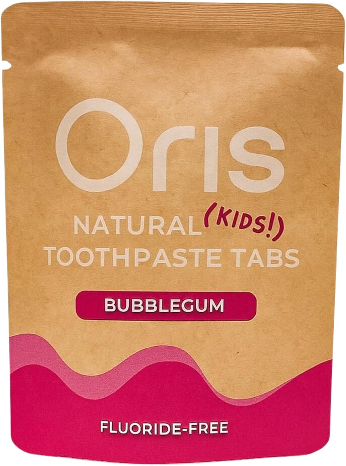 Oris Kids Toothpaste Tablets - Junior Fluoride-Free Chewable Tablets for Children, Nano Hydroxyapatite Remineralizing Toothpaste, No Mint, Non-Spicy (Bubblegum)