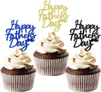 24Pcs Happy Father's Day Cupcake Toppers for Father's Day Decorations, Best Dad Cupcake Picks for Father's Birthday Decorations (happy)