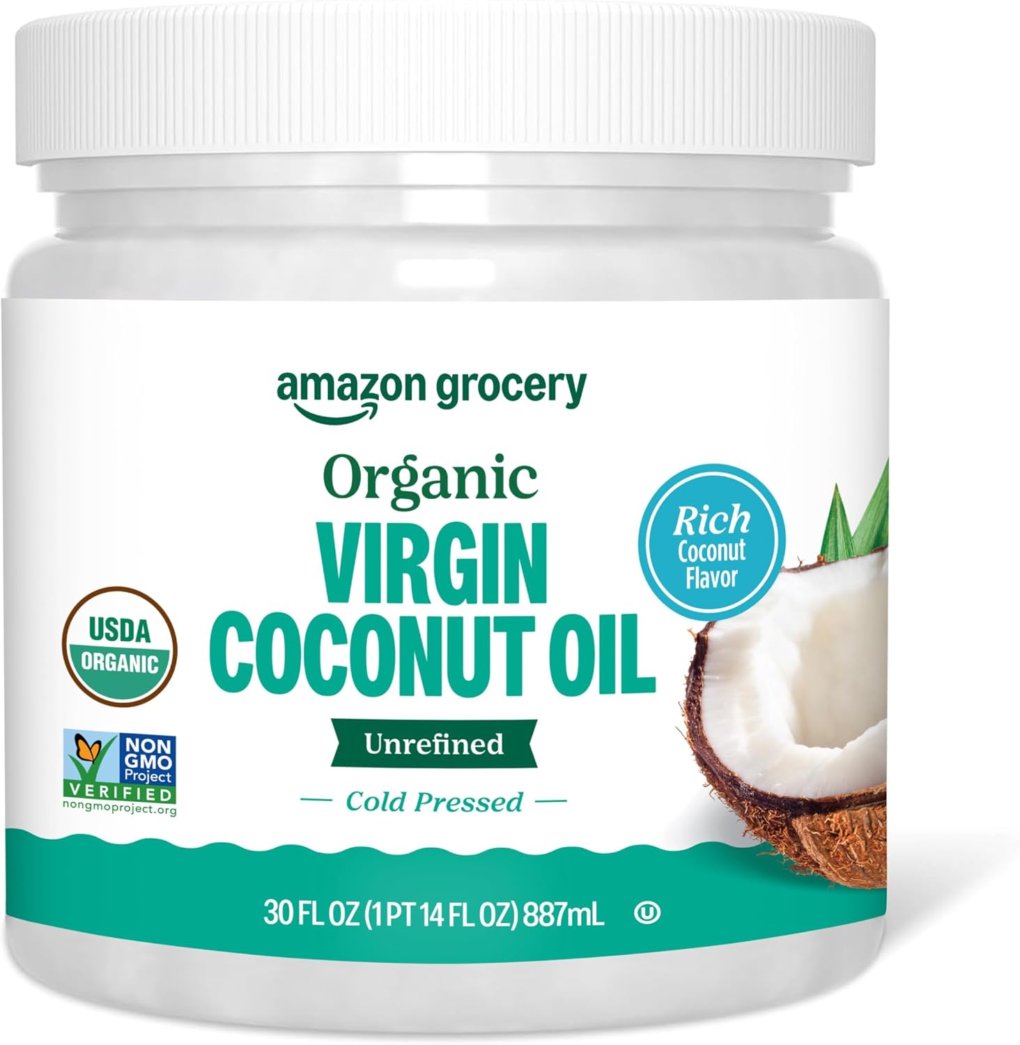 Amazon Grocery, Organic Virgin Coconut Oil, 30 Fl Oz