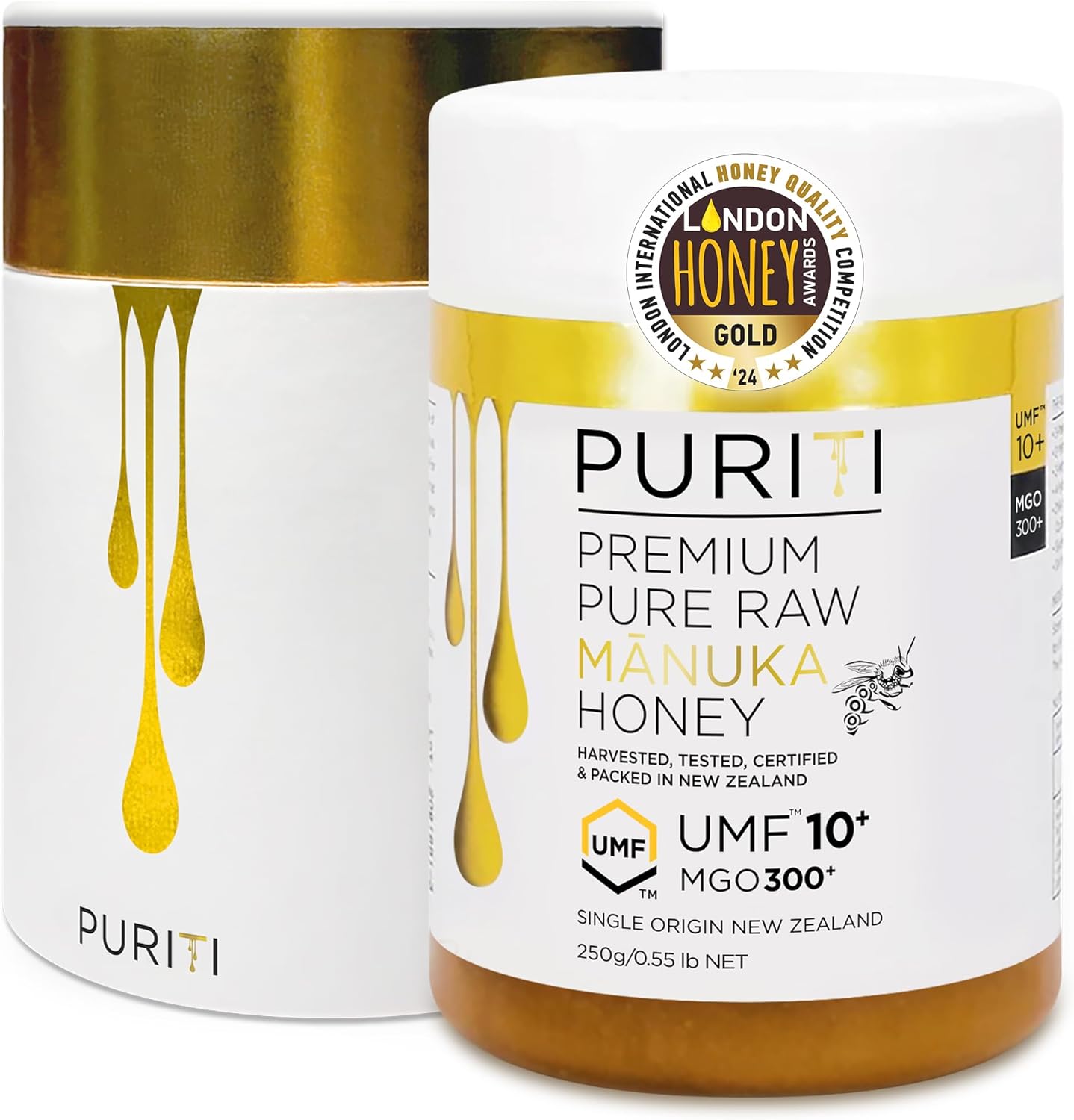 PURITI Manuka Honey MGO 300+ / UMF 10+ | 100% Pure Genuine Raw Manuka Honey | 8.8 Oz / 250g | Harvested, Tested, Certified and Packed in New Zealand