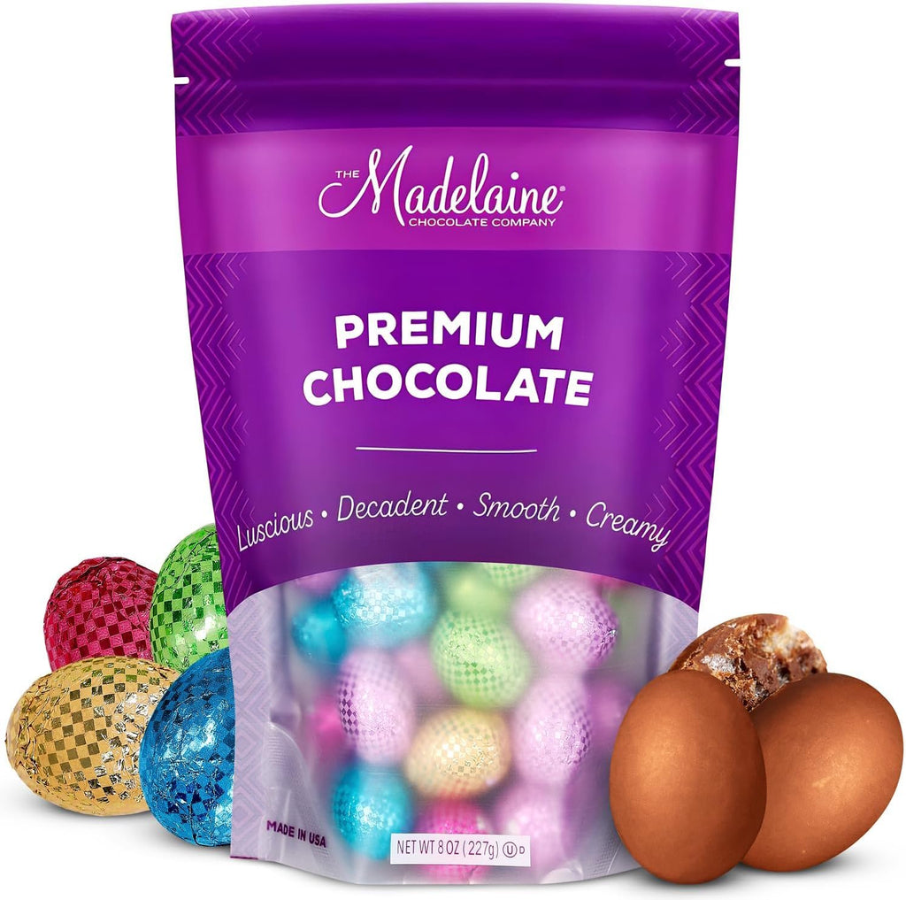 Madelaine Crispy Milk Chocolate Candy Easter Eggs - 36 Foil-Wrapped Treats for Easter Egg Hunts, Basket Fillers, and Festive Celebrations - Premium Quality, Vibrant Colors