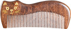 Sandalwood Wooden Hair Comb Handmade Wooden Comb Sandalwood Anti-Static Hair Comb Fine Tooth Hair Combs for Men Women Kids Beard Comb Good gift (Cat)