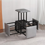 5 in 1 Ottoman Cube with Swivel, Stackable Sofa Chair Stools Nesting Stools, Technology Cloth Makeup Stool Save Space for Living Room Dining Room Bedroom (Gray, 17.7" D x 17.7" W x 18" H)