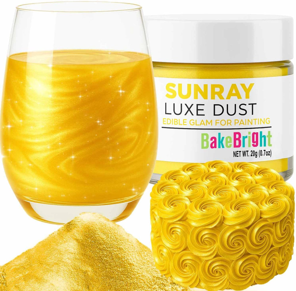 Luster Dust Edible Cake Decorations, Yellow Edible Luster Dust for Cupcake Decorations Edible Luster Dust for Drinks, Cake Drip, Yellow Fondant and Edible Paint for Cakes, Drink Glitter Edible Dust
