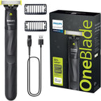 Philips OneBlade Trimmer & Shaver, Trim & Shave Any Length with Extra Skin Protection, Dual-Sided Blade, Waterproof Body Electric Razor, USB Charging, 2 Stubble Combs Included