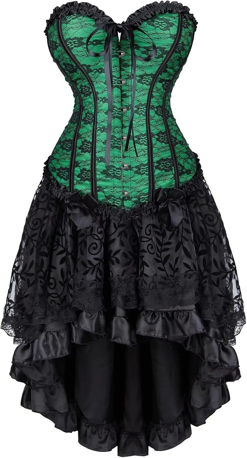 Corsets Dress for Women Gothic Burlesque Bustiers TuTu Skirt Set Exotic