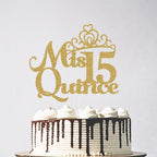 Mis Quince 15 Cake Topper, Feliz 15 Anos Birthday Cake Topper, Happy 15th Birthday Party Decorations Gold Glitter