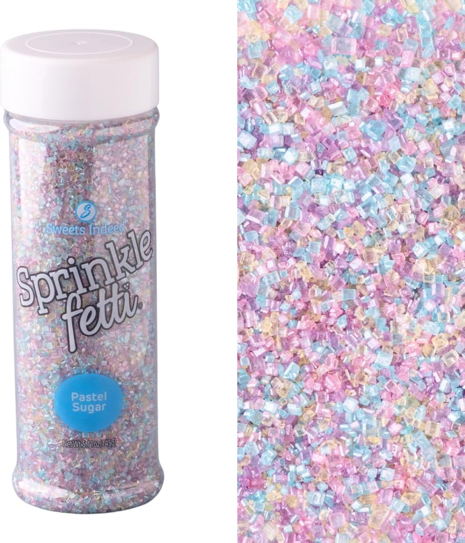 Sweets Indeed Pastel Sugar, Edible Sprinkle Sugar Mix, Perfect for Cake Decorations, Baking, Ice Cream, Cookies, Cupcake Topper, 4 ounces