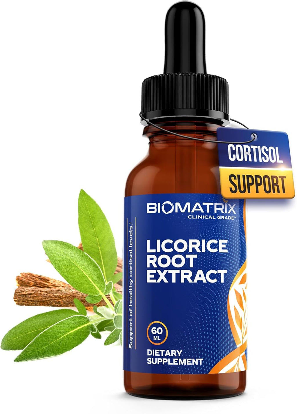 BioMatrix Licorice Root Extract Liquid Drops with Glycyrrhizin (0.87 per Drop), Cortisol Supplement, Licorice Root Tincture, Higher Potency Per Drop, 2-4 Month Supply 1,200 Drops 2 fl oz
