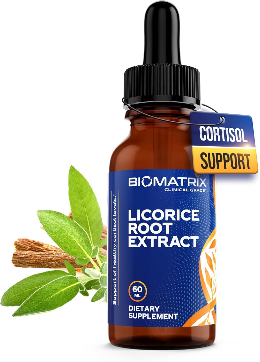 BioMatrix Licorice Root Extract Liquid Drops with Glycyrrhizin (0.87 per Drop), Cortisol Supplement, Licorice Root Tincture, Higher Potency Per Drop, 2-4 Month Supply 1,200 Drops 2 fl oz