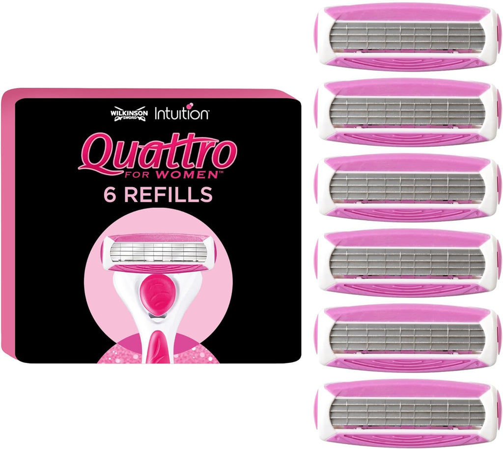 WILKINSON SWORD - Quattro For Women | Smooth Glide | Pack of 6 Razor Blade Refills