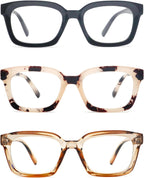 Oprah Style Reading Glasses for men women Square Blue Light Blocking Computer Reader