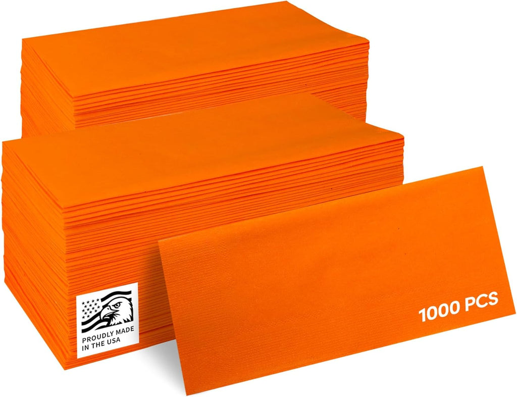 Sierra Touch 1,000 Count 2-Ply Dinner Napkins, 15” x 17” Paper Napkins, 10 Packs of 100 (Orange)