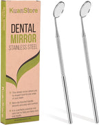 Dental Mirror Stainless Steel with Handle 6.5", Dentist Tool for Teeth Cleaning Plaque, Mouth Inspection, Lash Extension Mirror, Eyelash Extensions Dental Mirror Inspect Instrument Makeup - Pack of 2