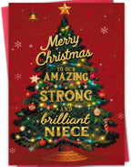Niece Christmas Card, Niece Christmas Gifts with Premium Envelope, 8x5.3 Inches, Double-Sided