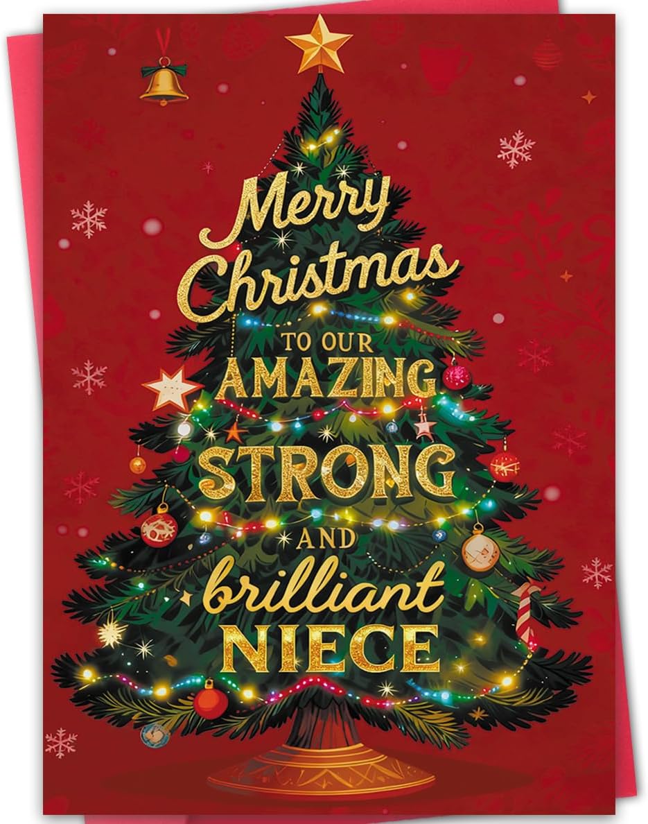 Niece Christmas Card, Niece Christmas Gifts with Premium Envelope, 8x5.3 Inches, Double-Sided