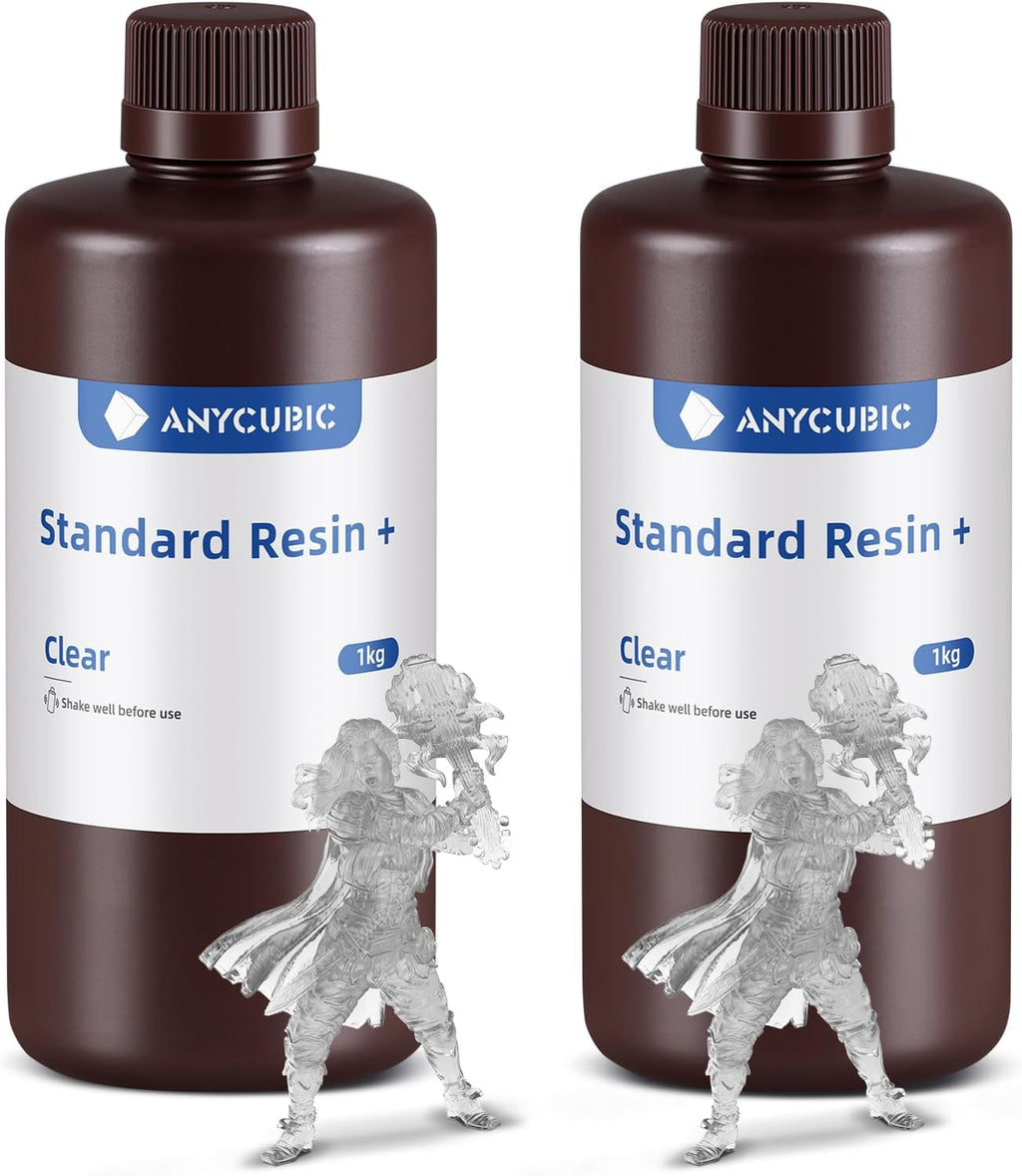 ANYCUBIC Upgraded Standard 3D Printer Resin, 405nm SLA Fast UV-Curing Resin, High Precision & Rapid Photopolymer for 8K Capable LCD/DLP/SLA 3D Printing (Clear+Clear, 2kg)