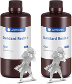 ANYCUBIC Upgraded Standard 3D Printer Resin, 405nm SLA Fast UV-Curing Resin, High Precision & Rapid Photopolymer for 8K Capable LCD/DLP/SLA 3D Printing (Clear+Clear, 2kg)