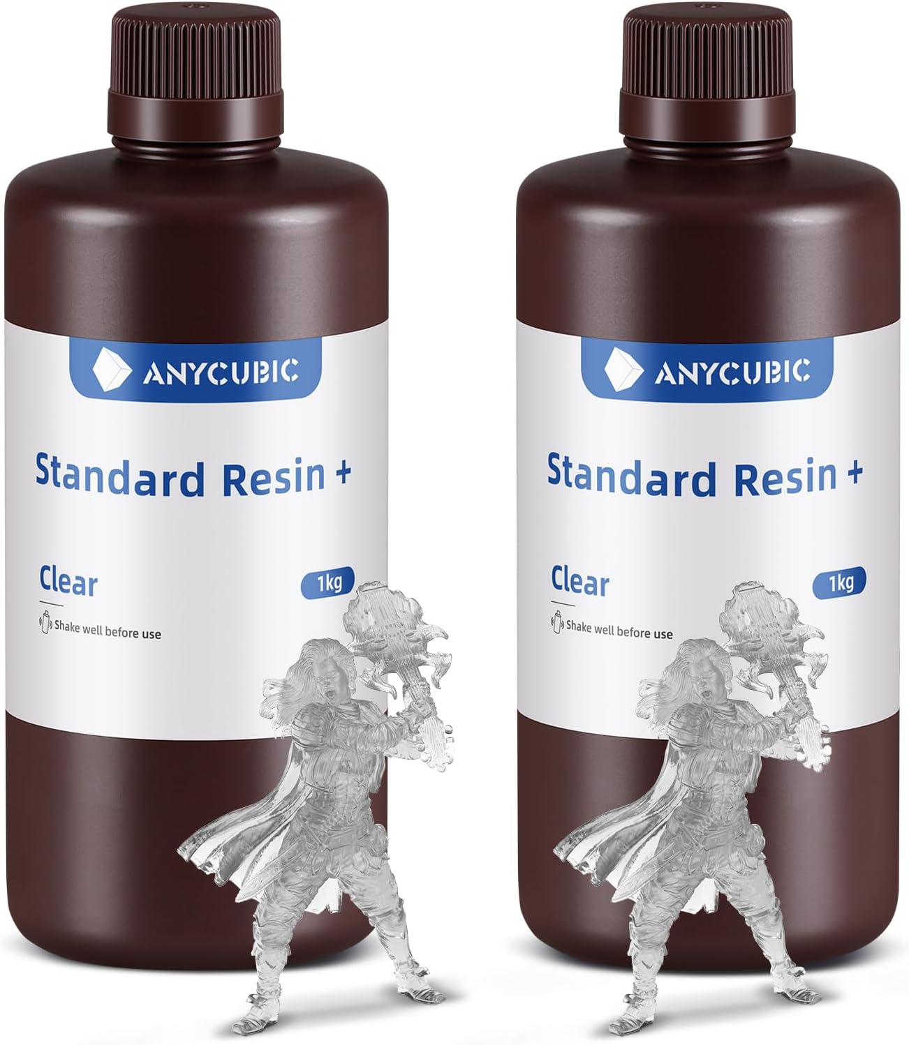 ANYCUBIC Upgraded Standard 3D Printer Resin, 405nm SLA Fast UV-Curing Resin, High Precision & Rapid Photopolymer for 8K Capable LCD/DLP/SLA 3D Printing (Clear+Clear, 2kg)