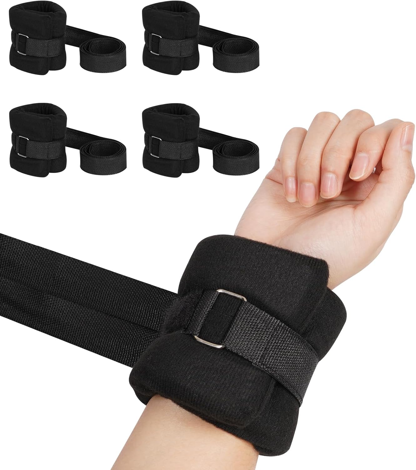 4Pcs Medical Restraints Patient Hospital Bed Quick-Release Limb Holders for Hands Or Feet Universal Constraints Control (Black)