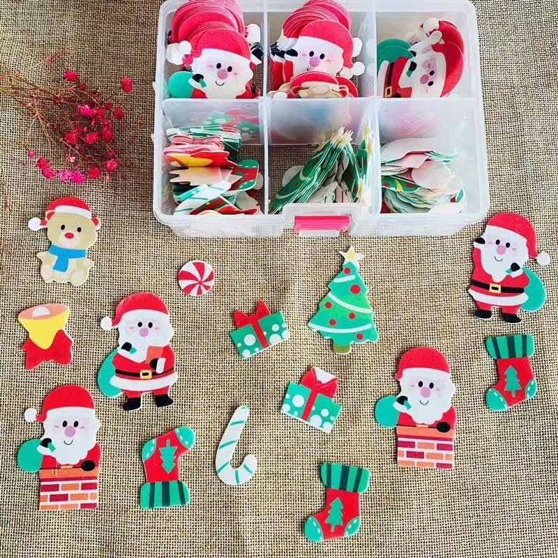 YOcity 58Pcs Edible Christmas Cake Decorations– Wafer Paper Christmas Cupcake Toppers Cartoon figurine ornaments Set,Santa,Reindeer,Snowman Cake Decoration and Xmas Party Miniature Supplies