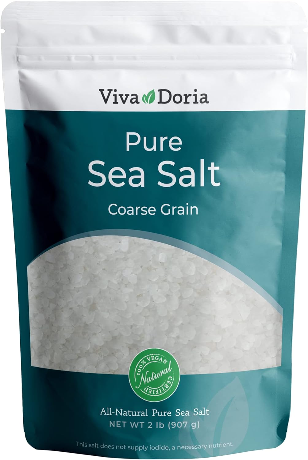 Viva Doria Pure Sea Salt, Coarse Grain, 2 lb | Ideal For Salt Grinders