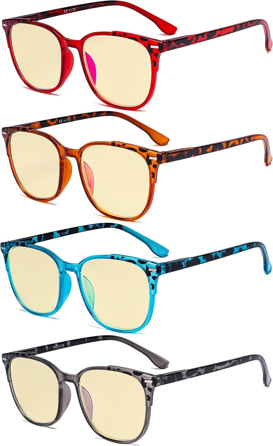 Eyekepper Ladies Reading Glasses - 4 Pack Large Square Readers for Women