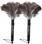 Aldwin Ostrich Feather Duster Retractable 2 Pack,16 inch Genuine Fluffy Natural Handheld Feather Dusters for Cleaning Supplies, Washable,Car, Office, Desk