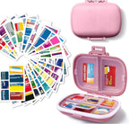 7 Day Pill Container with Medicine Labels - Mini Medication Organizer, Travel Essentials, 161 Labels (Pink)