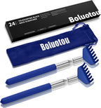 2 Pack Portable Extendable Back Scratcher, Stainless Steel Telescoping Back Scratcher with Beautiful Present Packaging(Blue)