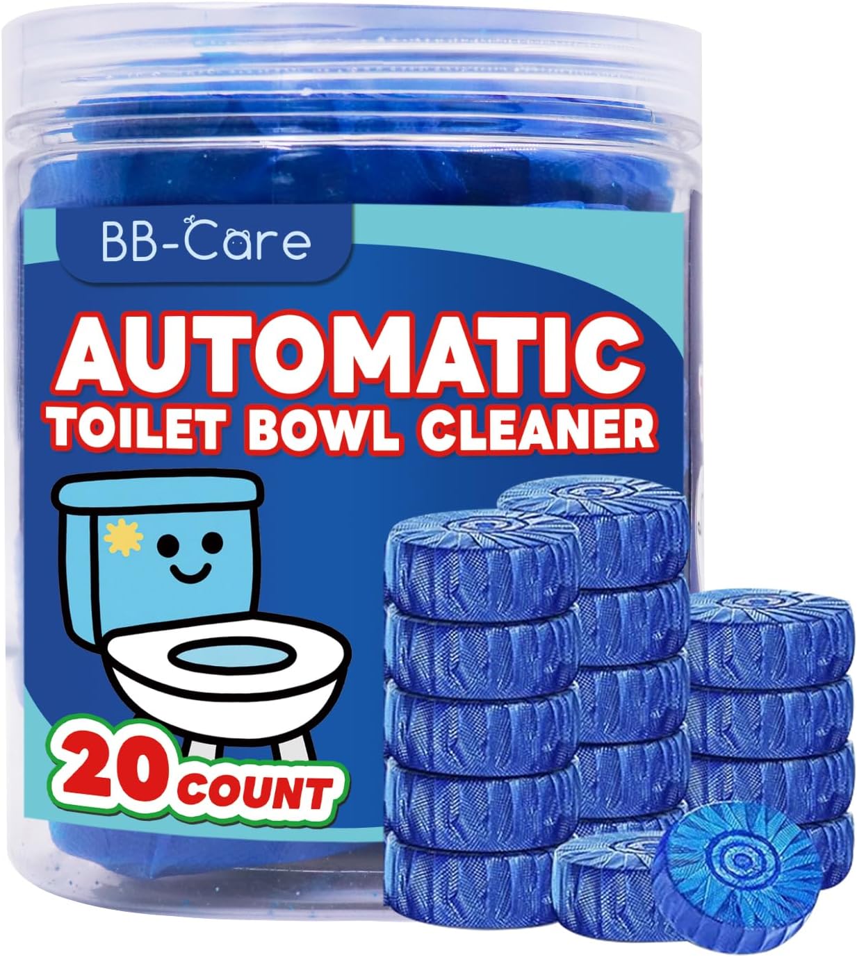 20 Count Automatic Toilet Bowl Cleaner Tablets, Bathroom Cleaning Tablets with Long-Lasting Formula, Toilet Cleaners, Blue