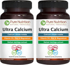 Pure Nutrition Ultra Calcium 1000mg with VIT D3 + K2 | 180 Tabs (90 X Pack of 2) | Calcium Supplement with Calcium Citrate Malate, VIT D3, K2, Moringa Oleifera, Magnesium and Zinc.