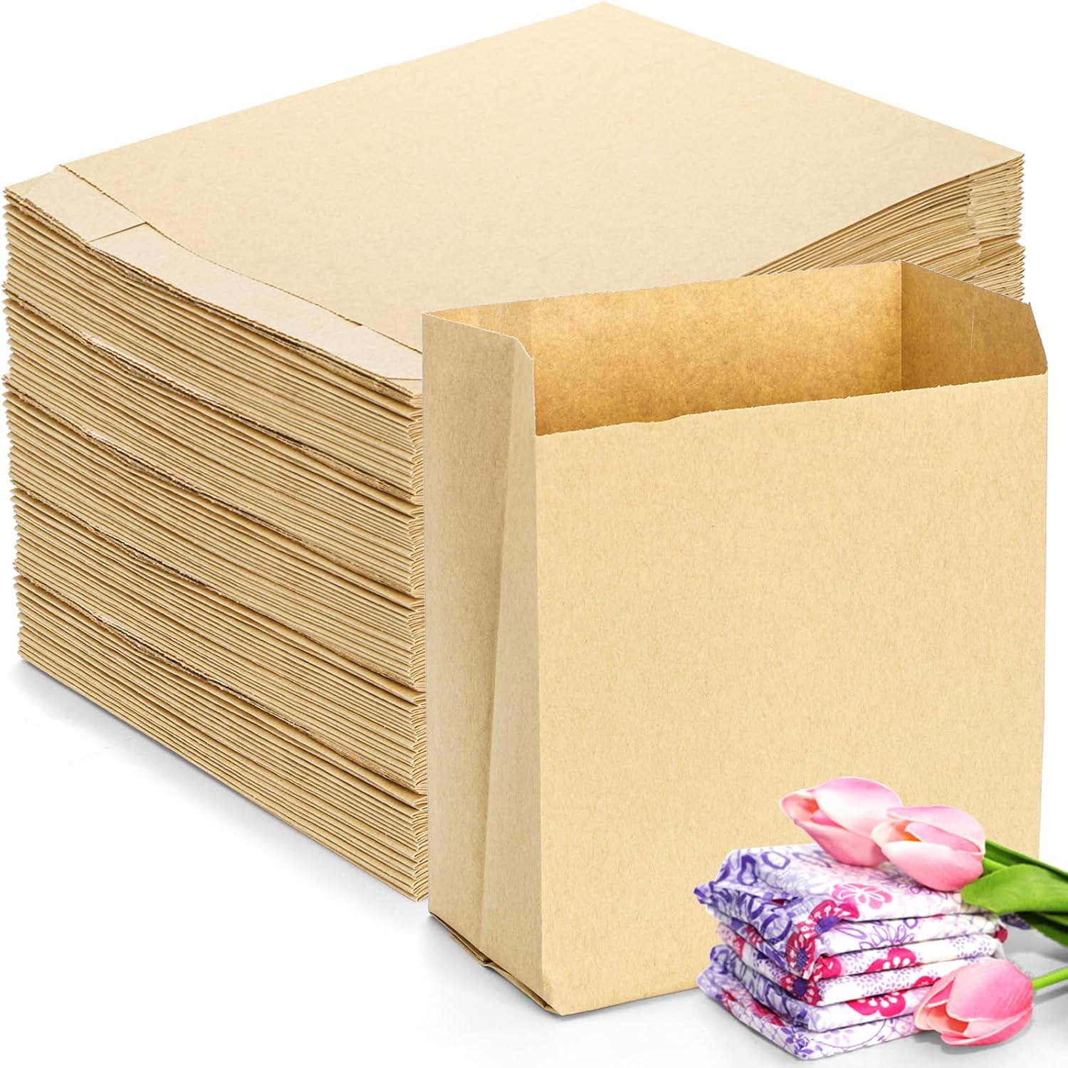 Yesland 300 PCS Feminine Hygiene Liner Bags, 7.5 ×10in Waxed Sanitary Napkin Disposal Bag, Waste Receptacle Paper Liners, Commercial Kraft Paper Bags for Sanitary Napkins, Cotton Slivers, Desserts