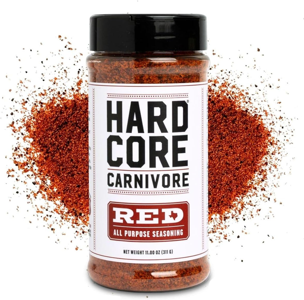 Hardcore Carnivore Red: All Purpose Seasoning (11 oz Shaker) Texas-Made, for Pork, Chicken, BBQ, Grilling and Smoking