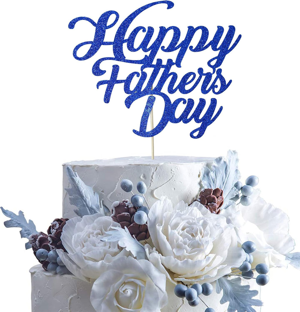 Happy Father's Day Cake Topper Cake topper Blue Glitter Cake topper Decorative Party Cake Decoration for Father's Day