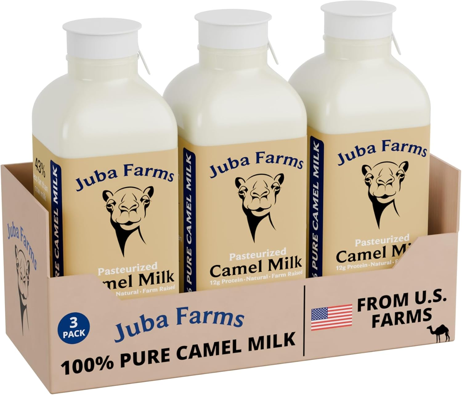 100% Natural Camel Milk – Grade A, Fresh Frozen Pints – Pure & Nutritious, Lightly Pasteurized – From U.S. Camel Dairy (3 Pack)