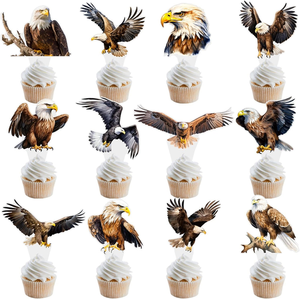 Eagle Cupcake Toppers Bald Eagle Party Decorations 48Pcs Eagle Birthday Party Decorations Bald Eagle Cupcake Picks for 4th of July Patriotic Party Supplies