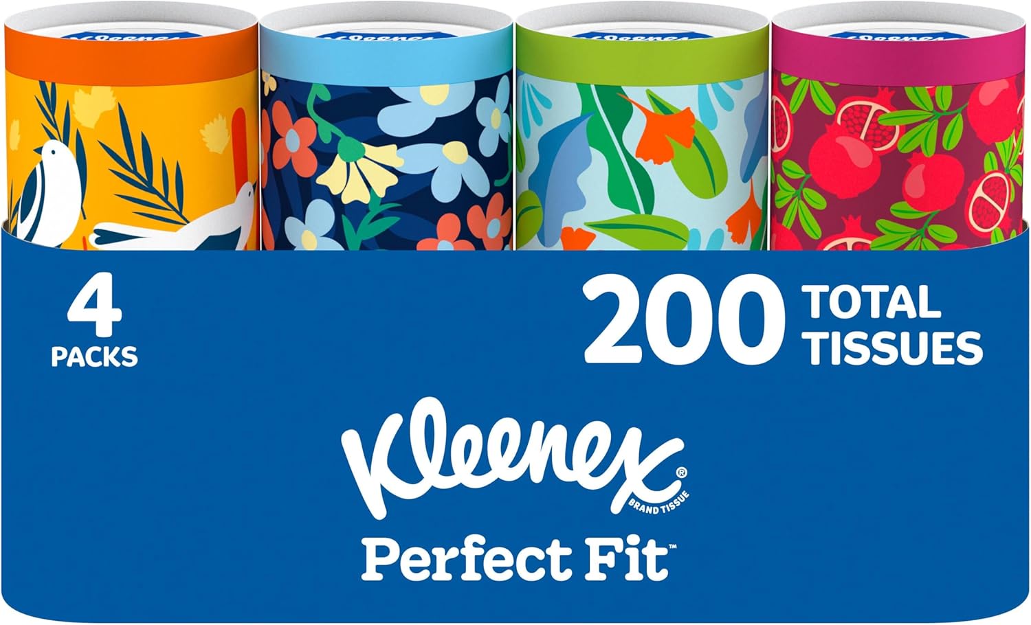 Kleenex Perfect Fit Facial Tissues, 4 Cannisters, 50 Tissues per Can, 2-Ply (200 Total), Packaging May Vary