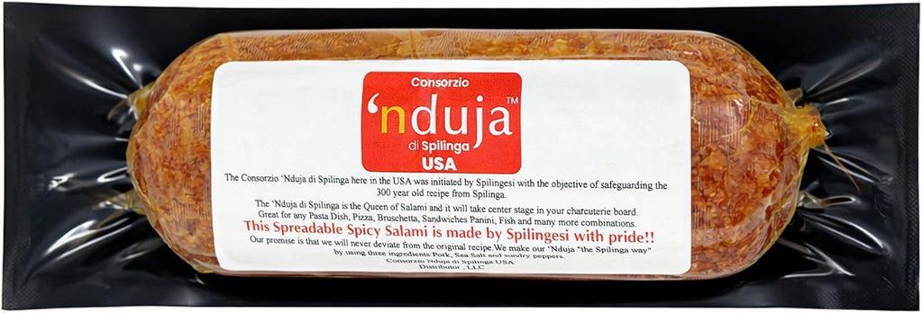Sanniti Nduja di Spilinga USA | Spreadable Spicy Salami | Made Using a 300 Year-old Spilingesi Recipe | Great for Pasta Dishes, Bruschetta, Panini & Pizza | Refrigerate After Opening (16 Ounces)