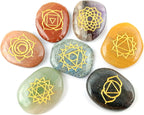 7 Chakra Flat Tumbled Stone Set – Reiki Healing Crystals for Meditation, Chakra Balancing, Energy Work, Yoga, Spiritual Gifts – Natural Gemstones Kit for Men & Women