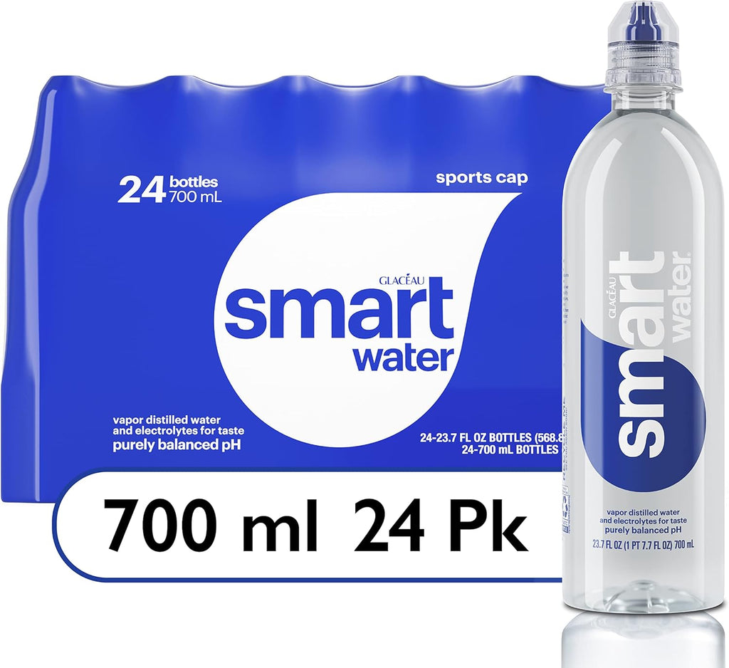 smartwater Smart Water Sports Cap, 700ml, 24 Pack, 23.7 Fl Ounce (Pack of 24)