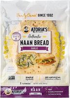 Atoria's Family Bakery Garlic Naan Flatbread 8 Pack | 16 Individual Naans | Fresh Baked, All Natural, GMO Free and No Artificial Preservatives or Flavors 8-Packs of 2 Sheets (16 Sheets)