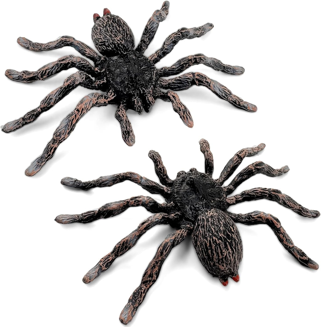 Realistic Fake Spiders 2pcs Plastic Spider Figures Tarantula Toys Figurines Spider Cake Toppers Halloween Prank Props Party Decoration