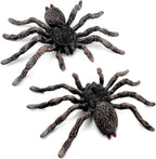 Realistic Fake Spiders 2pcs Plastic Spider Figures Tarantula Toys Figurines Spider Cake Toppers Halloween Prank Props Party Decoration