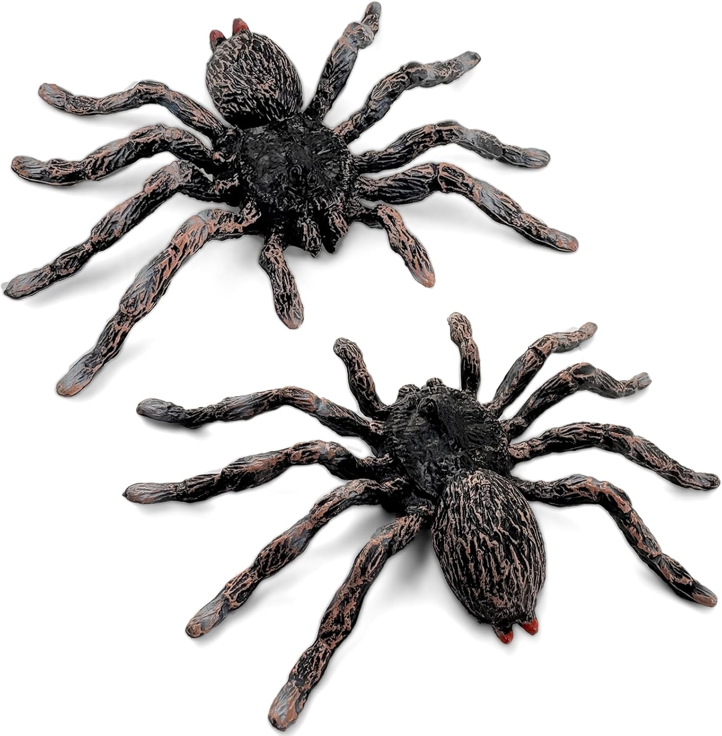Realistic Fake Spiders 2pcs Plastic Spider Figures Tarantula Toys Figurines Spider Cake Toppers Halloween Prank Props Party Decoration