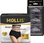 MOLLIS Disposable Period Underwear for Women, Small/Medium, Count, 16 & MOLLIS Flushable Feminine Wipes with Witch Hazel & Vitamin E