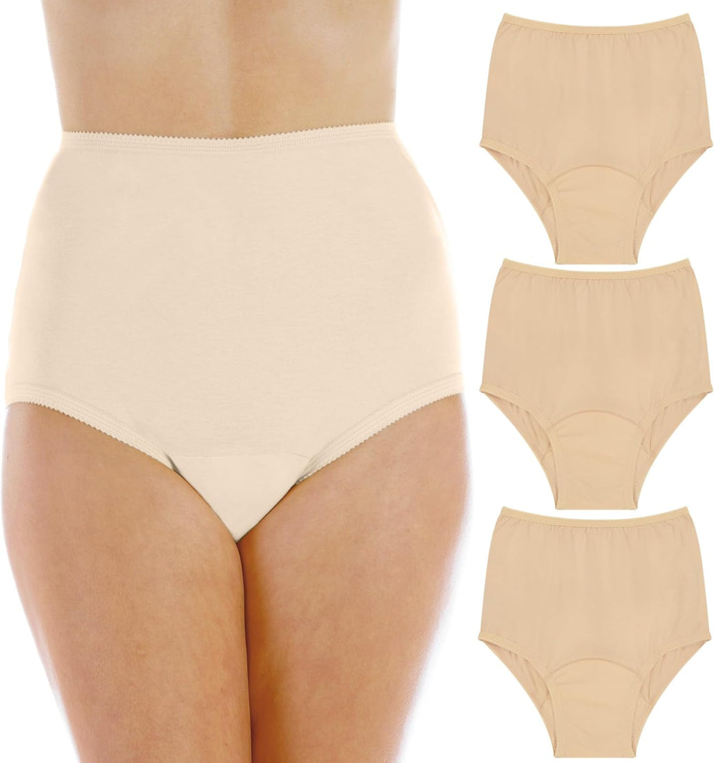 Wearever Women's Cotton Comfort Incontinence Panties for Bladder Control with Regular Absorbency - Reusable & Washable Leak Proof Underwear 150 ml (Pack of 3) (Beige) (L) (Fits Hip Sizes: 41-42")