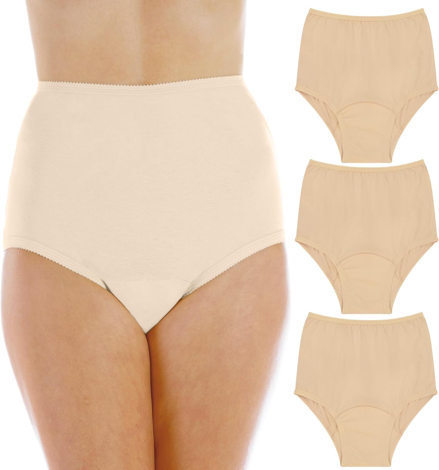 Wearever Women's Cotton Comfort Incontinence Panties for Bladder Control with Regular Absorbency - Reusable & Washable Leak Proof Underwear 150 ml (Pack of 3) (Beige) (L) (Fits Hip Sizes: 41-42")